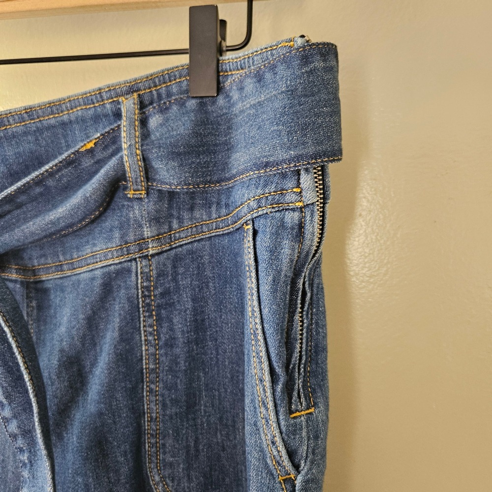 Pilcro Anthropologie Ultra High Rise Cropped Wide Leg Belted Jeans Sz 32 Blue - Picture 3 of 8